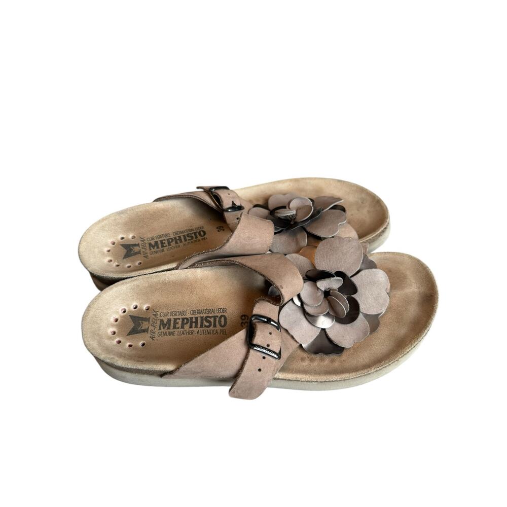 Mephisto Helen Flower Sandals EU 39 Light Taupe Leather Air Relax Comfort